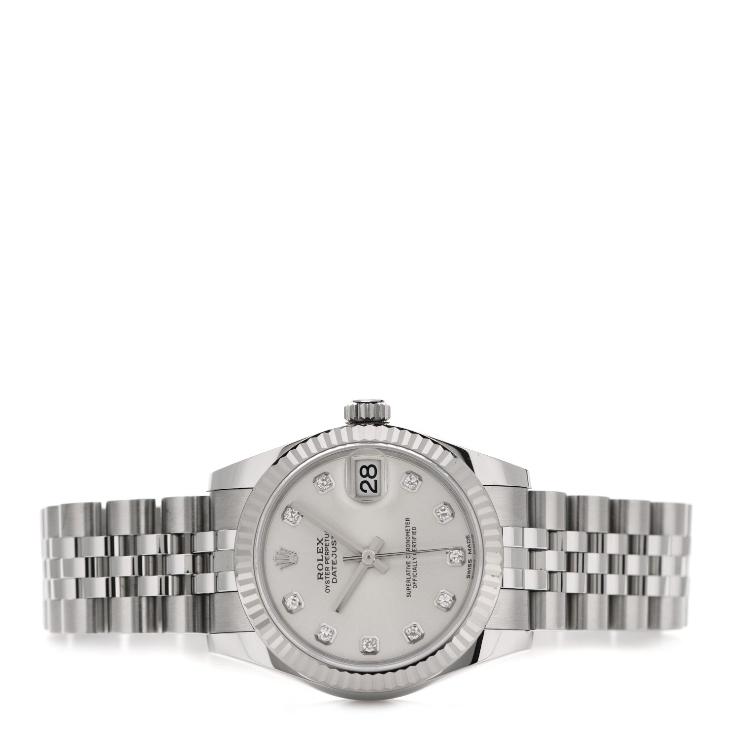 Rolex Stainless Steel 18K White Gold Diamond 31mm Oyster Perpetual Datejust Watch Silver 178274 2 of 4