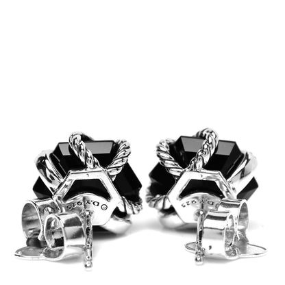 David Yurman Sterling Silver Diamond Black Onyx 11mm Cable Wrap Earrings 3 of 5