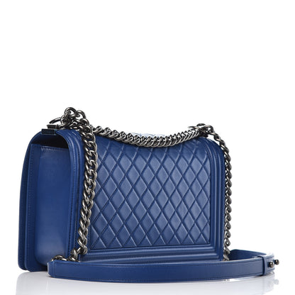 Chanel Lambskin Quilted New Medium Boy Flap Dark Blue 2 of 10