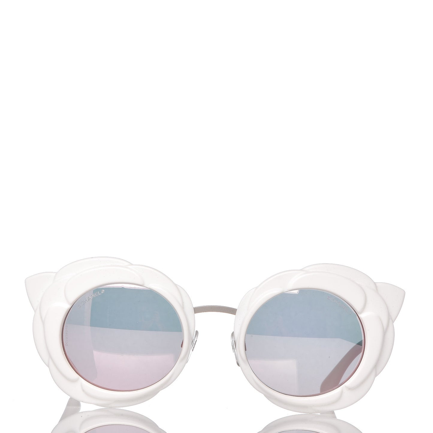 Round Camellia Sunglasses 71198 White