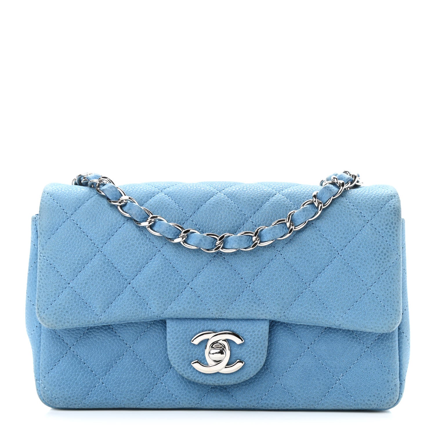 Chanel Iridescent Caviar Quilted Mini Rectangular Flap Light Blue 1 of 11
