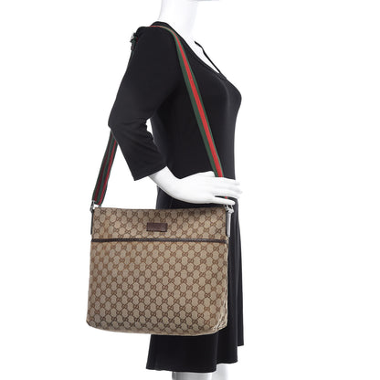 Gucci Monogram Web Medium Flat Messenger Bag Brown 2 of 17