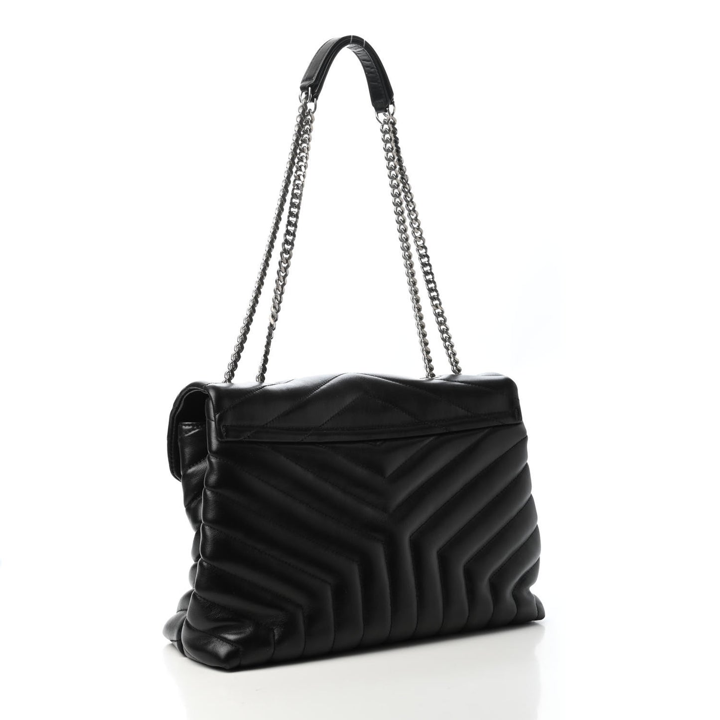 Calfskin Y Quilted Monogram Medium Loulou Chain Satchel Black