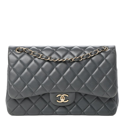 Chanel Lambskin Quilted Jumbo Double Flap Grey 1 of 10