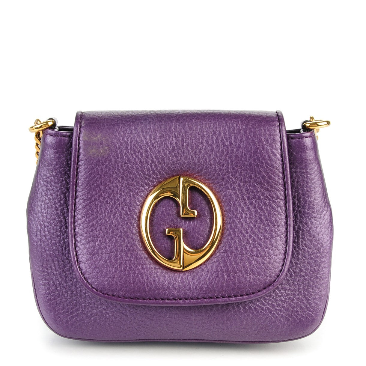 Metallic Pebbled Calfskin Small 1973 Chain Shoulder Bag Purple