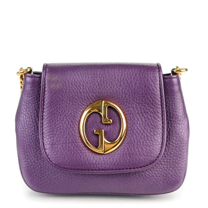 Gucci Metallic Pebbled Calfskin Small 1973 Chain Shoulder Bag Purple 1 of 8