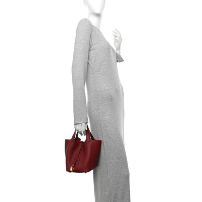 Hermes Taurillon Clemence Picotin Lock 18 PM Rouge H 2 of 11
