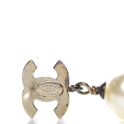 Chanel Pearl Enamel CC Drop Earrings Black 3 of 5