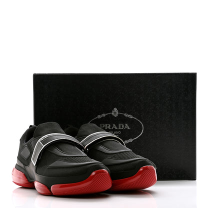 Prada Rubber Knit Fabric Mens Cloudbust Air Sneakers 10 Black Red 8 of 8