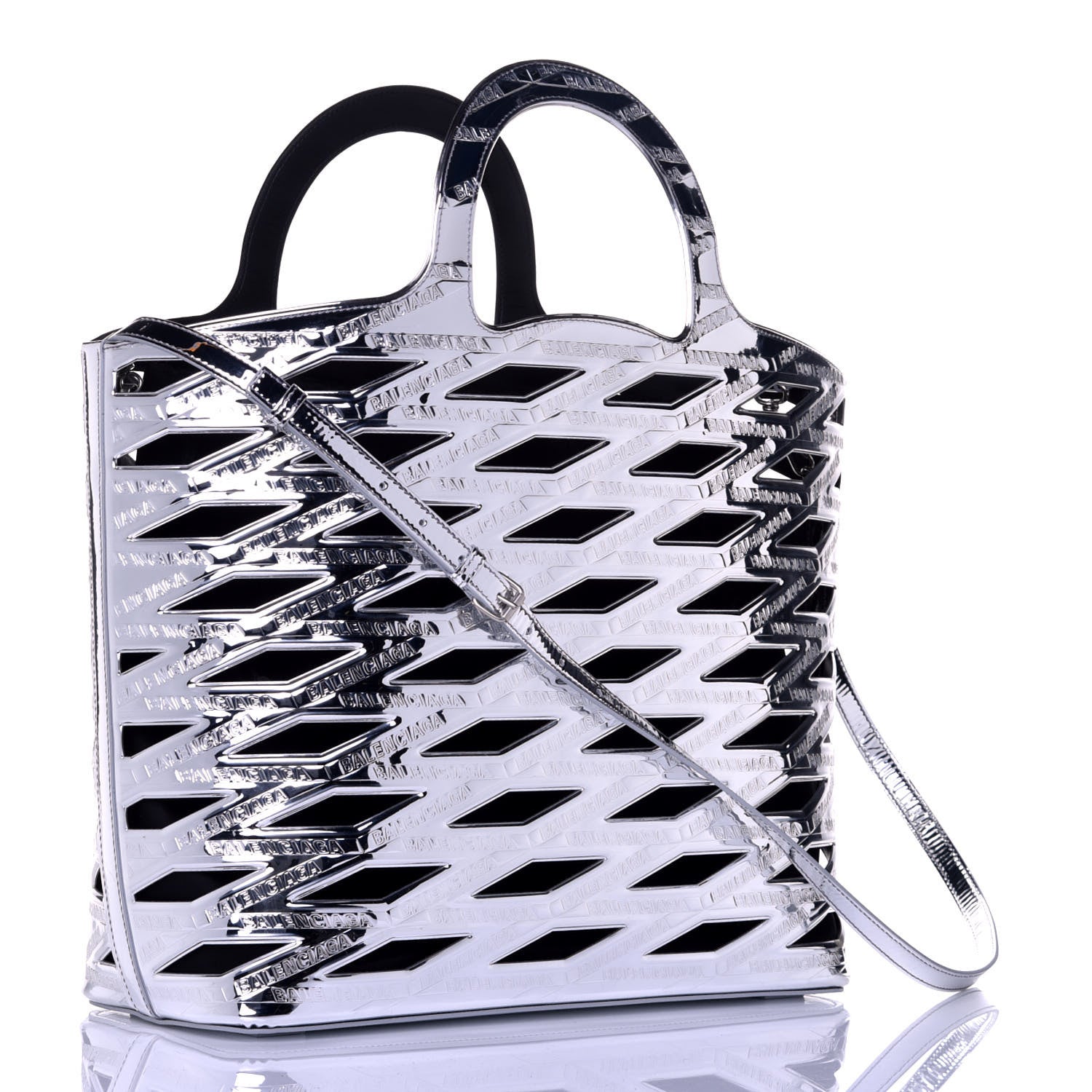 Balenciaga Metallic Calfskin Neo Basket Tote Silver 4 of 10