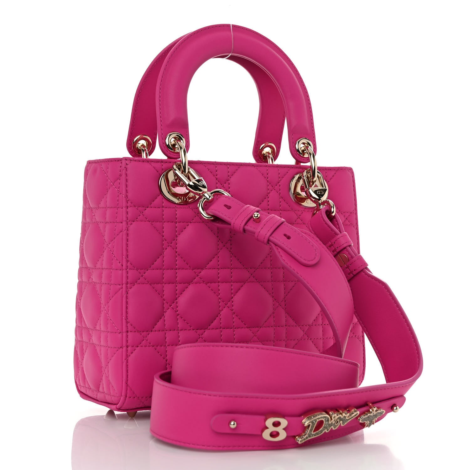 Christian Dior Lambskin Cannage Small My ABCDior Lady Dior Magenta 3 of 9