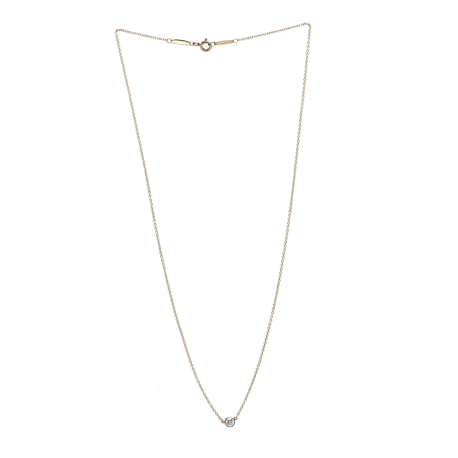 Tiffany 18K Yellow Gold Diamond .17ct Elsa Peretti Diamonds by the Yard Pendant Necklace 2 of 5
