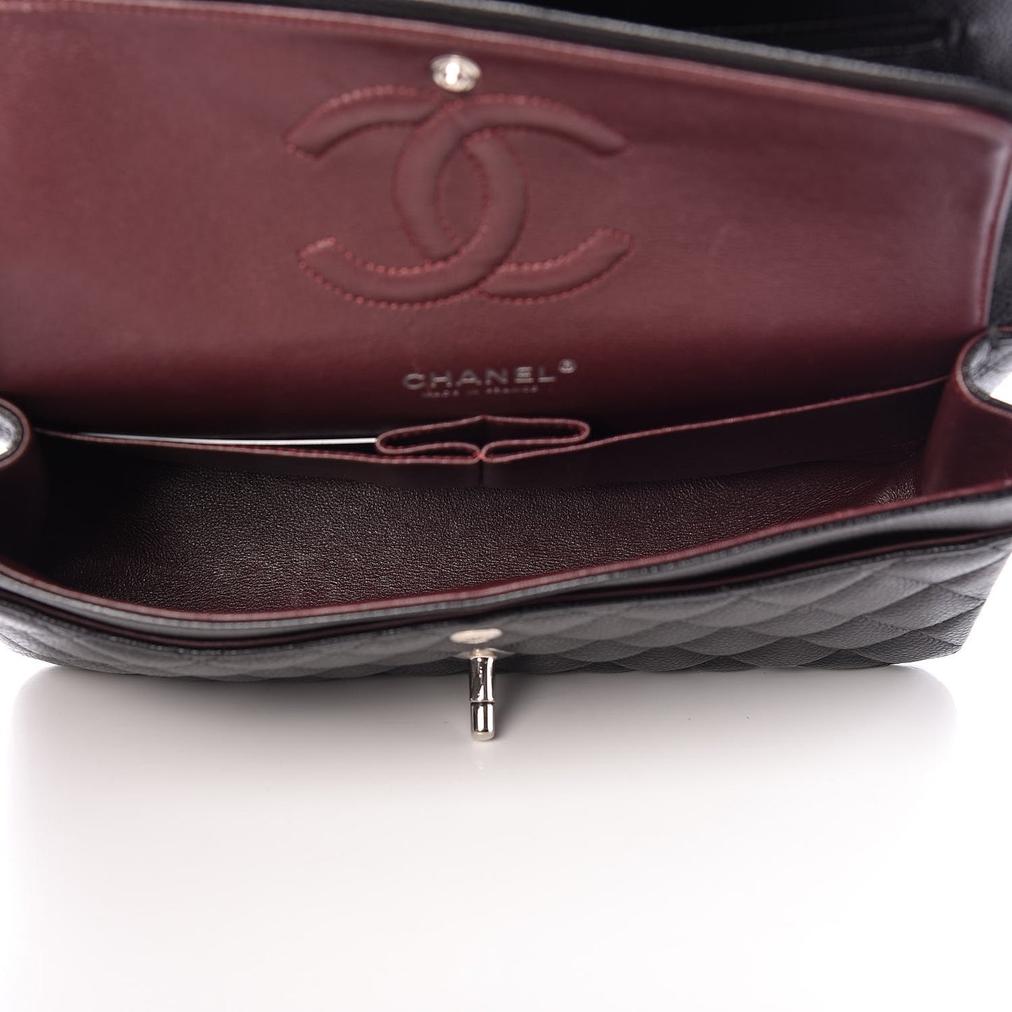 Caviar Quilted Medium Double Flap Black