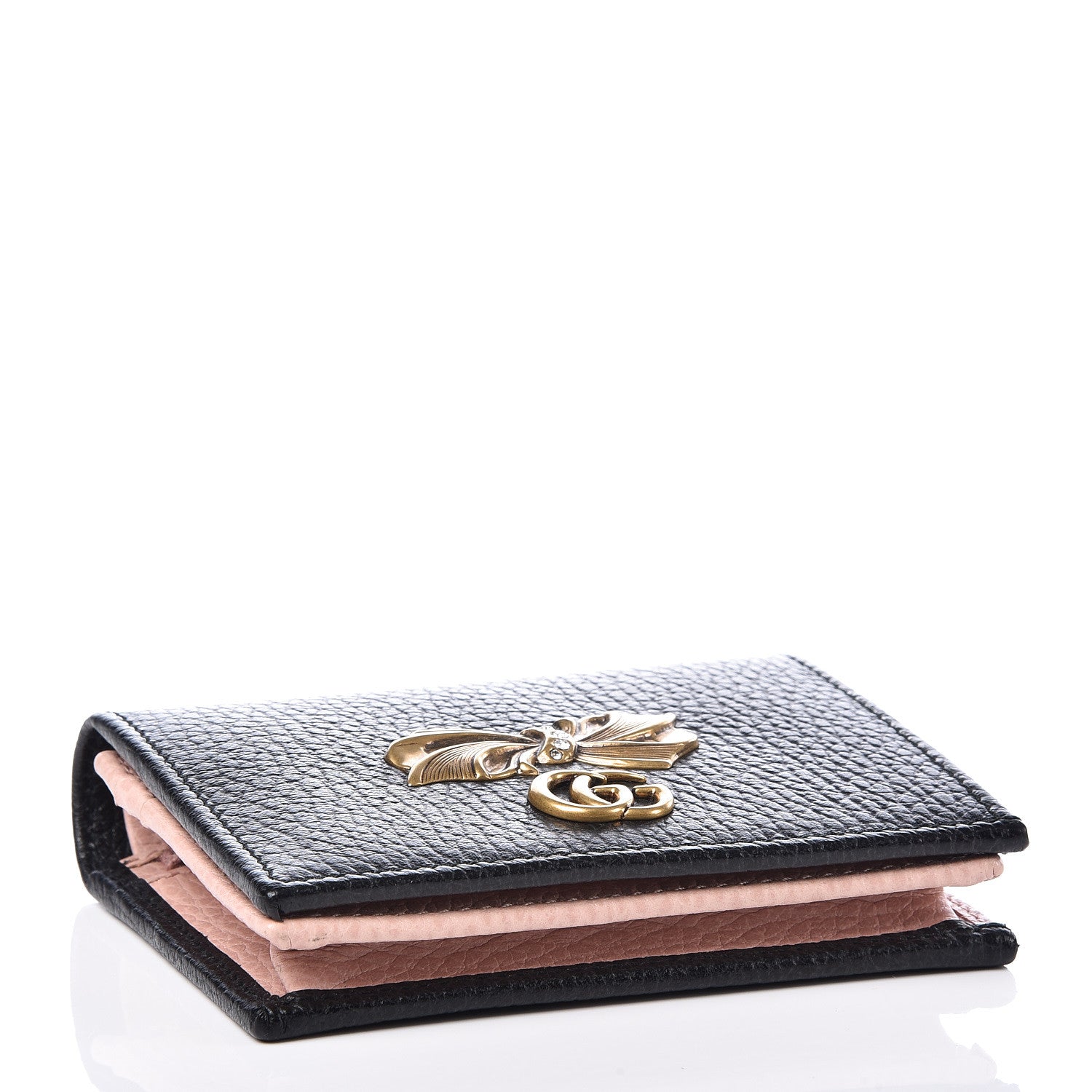 Gucci Calfskin GG Marmont Bow Card Case Black 4 of 7