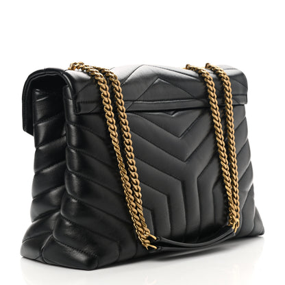 Saint Laurent Calfskin Y Quilted Monogram Medium Loulou Chain Satchel Black 3 of 12