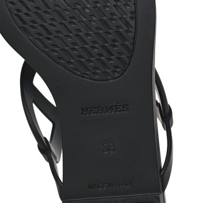 Hermes Rubber Womens Egerie Sandals 38 Black 6 of 8