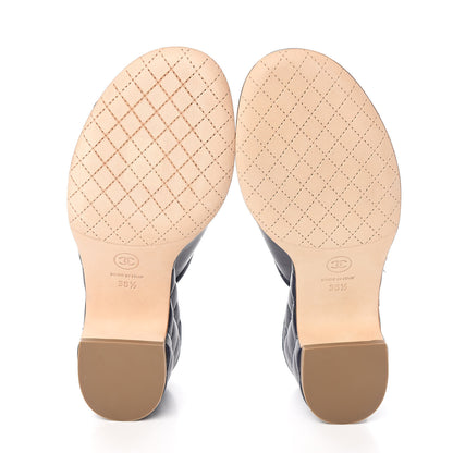 Chanel Lambskin Quilted CC Chain Mules 38.5 Navy 5 of 11