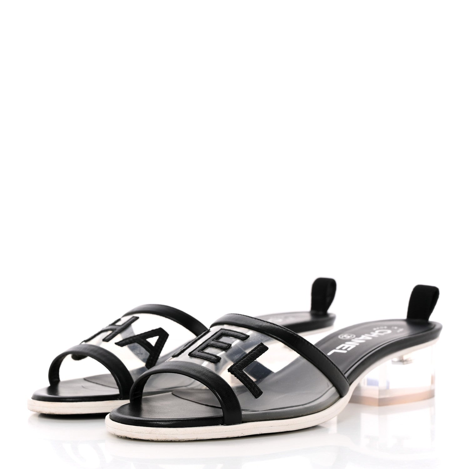 Chanel PVC Lambskin Logo Mules 37 Black 3 of 18