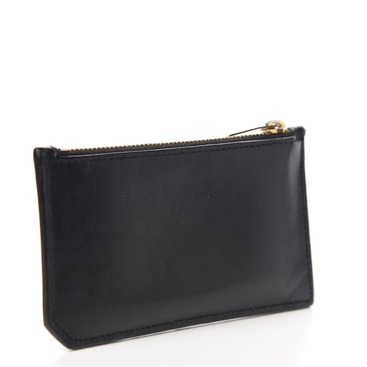 Calfskin 5 Fragments Zip Pouch Card Holder Black
