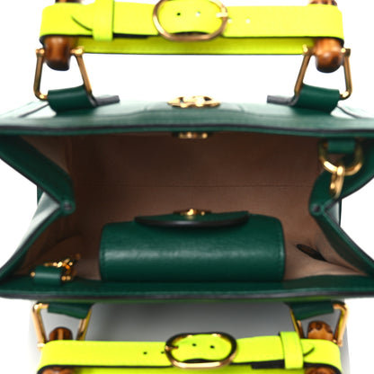Gucci Wonka Grain Calfskin Mini Diana Tote Bag Green Yellow Fluo 4 of 10