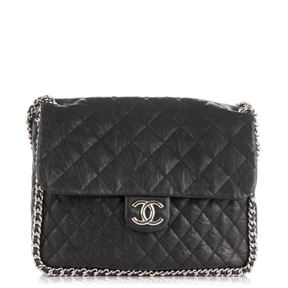 Chanel Washed Lambskin Quilted Maxi Chain Around Flap Black 1 of 6