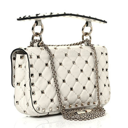 Valentino Garavani Lambskin Small Rockstud Spike Shoulder Bag White 2 of 7