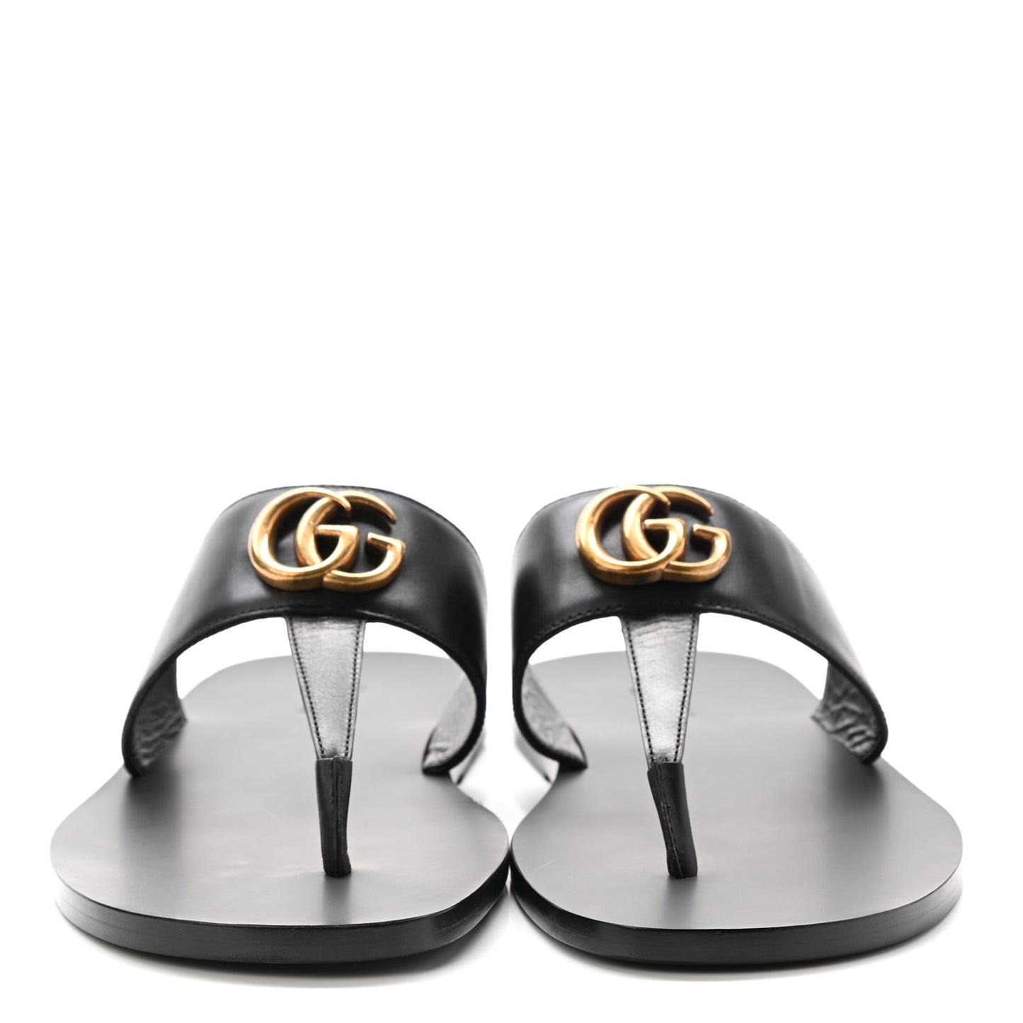 Rei Calfskin Cirano Lux Mens GG Marmont Thong Flat Sandals 8 Black
