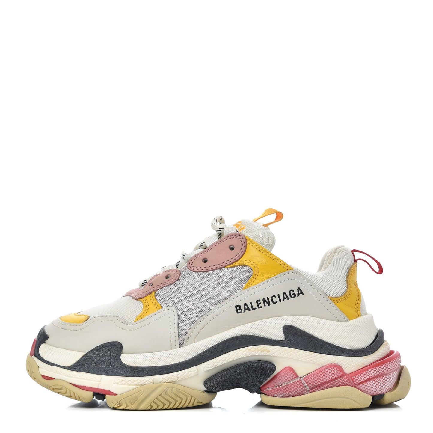 Mesh Nubuck Womens Triple S Sneakers 36 White Gris Jaune Rose