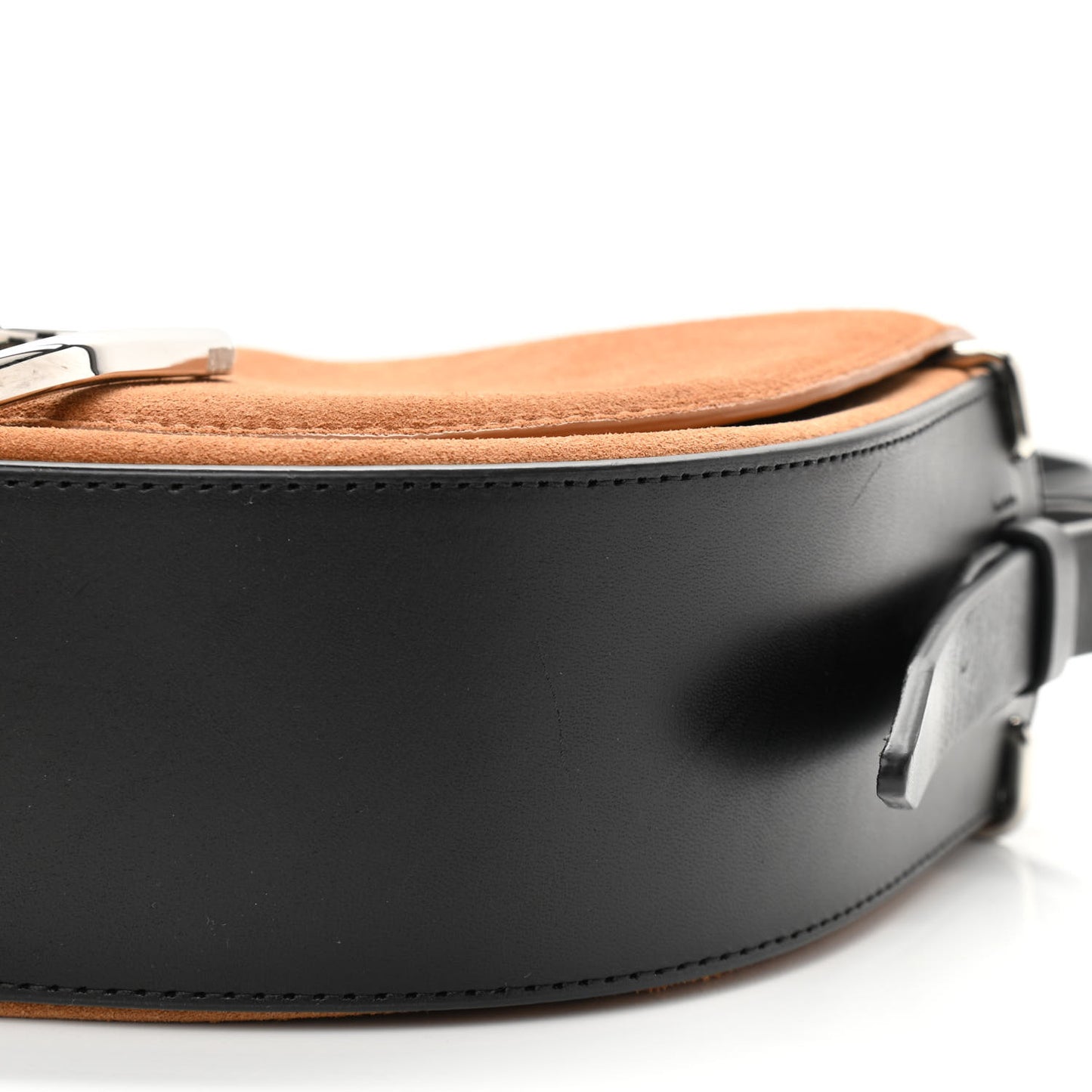 Suede Calfskin Alix Saddle Crossbody Bag Maple Black