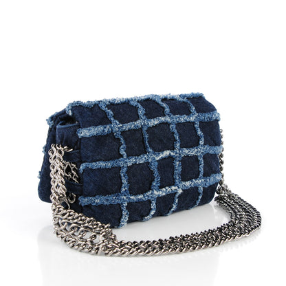 Chanel Denim Patchwork Triple Chain Flap Blue 3 of 7