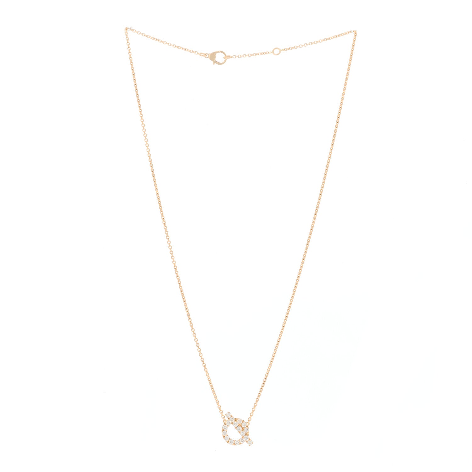 Hermes 18K Rose Gold Diamond Finesse Pendant Necklace 3 of 6