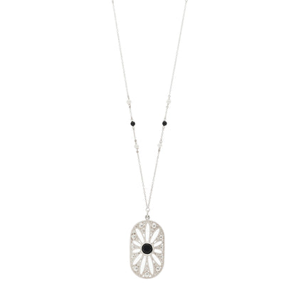 Tiffany Sterling Silver Black Onyx Pearl Ziegfeld Daisy Pendant Necklace 1 of 6