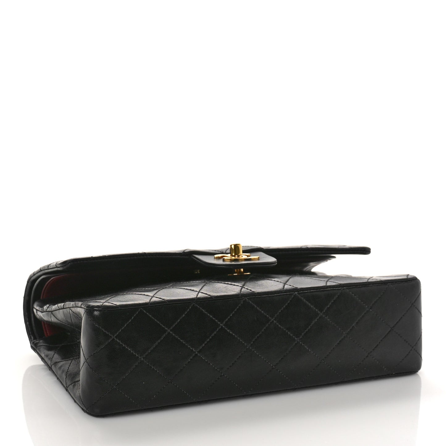 Lambskin Quilted Medium Double Flap Black