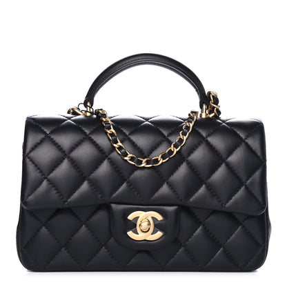 Chanel Lambskin Quilted Mini Top Handle Rectangular Flap Black 1 of 4