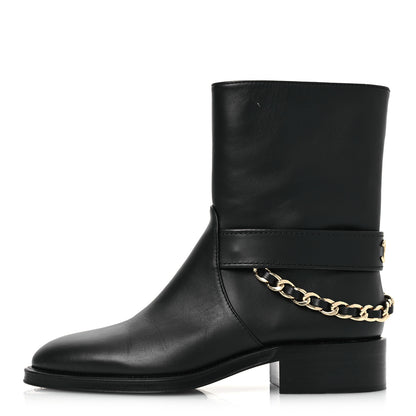 Chanel Calfskin Chain Short Boots 37.5 Black 1 of 13