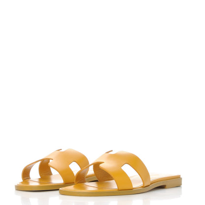Hermes Calfskin Oran Sandals 37 Ocre Jaune 2 of 10