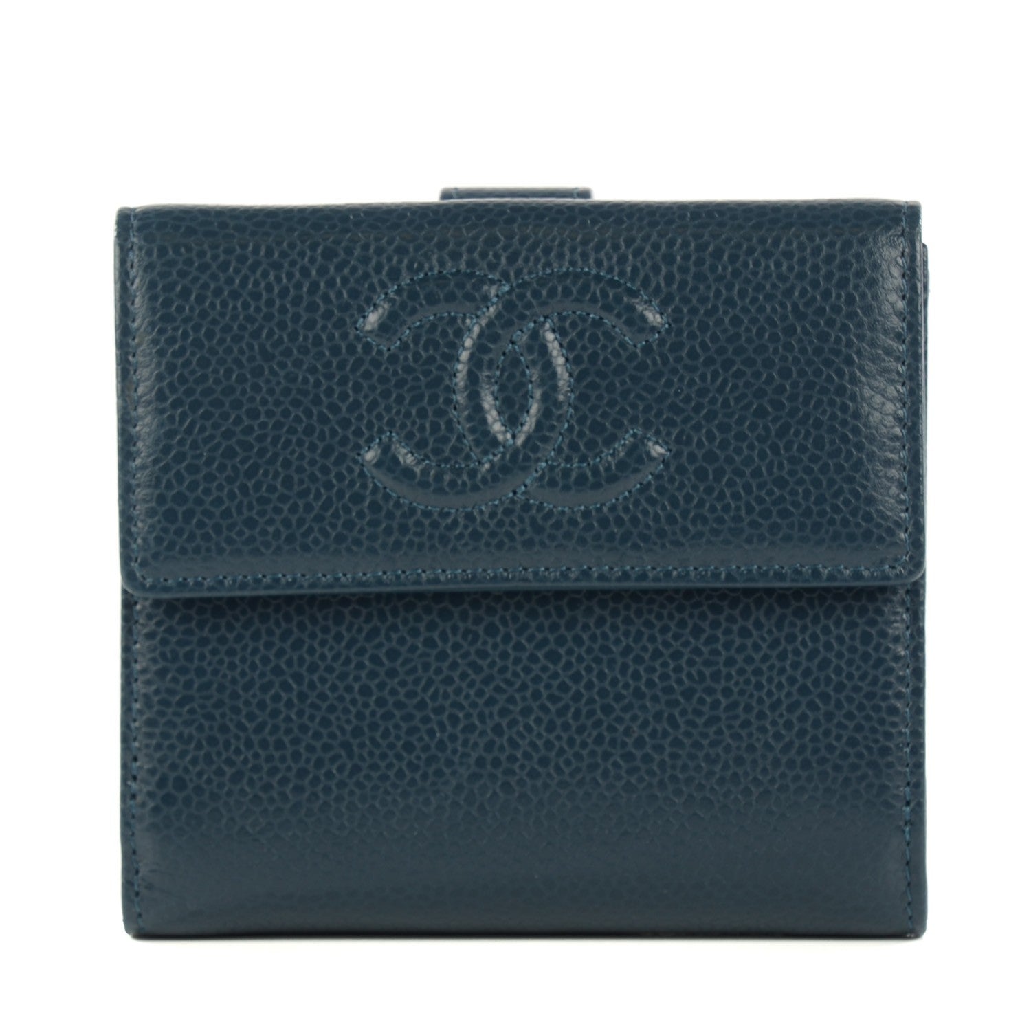 Chanel Caviar Small Timeless CC Wallet Navy 1 of 8