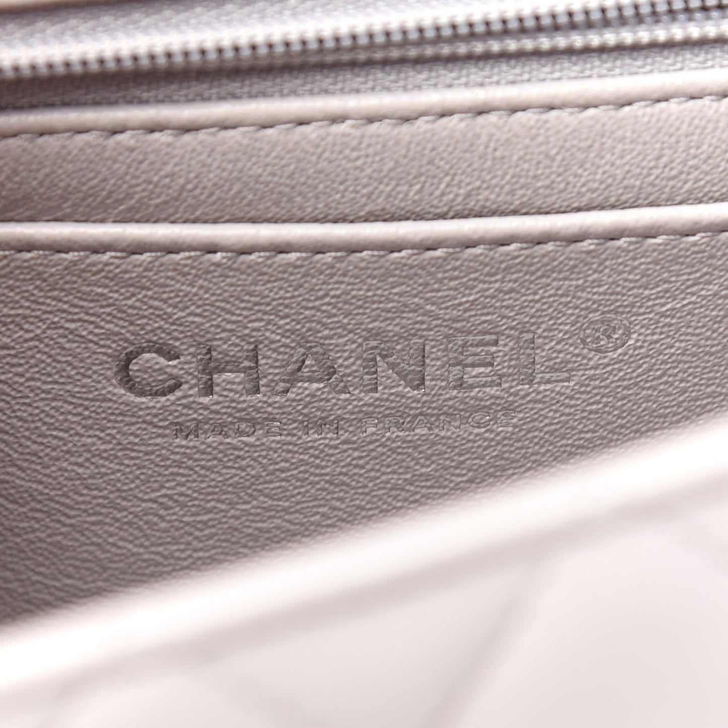 Lambskin Quilted Mini Rectangular Flap Grey