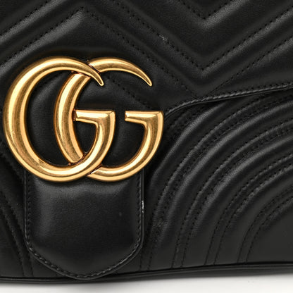 Gucci Calfskin Matelasse Medium GG Marmont Shoulder Bag Black 9 of 9