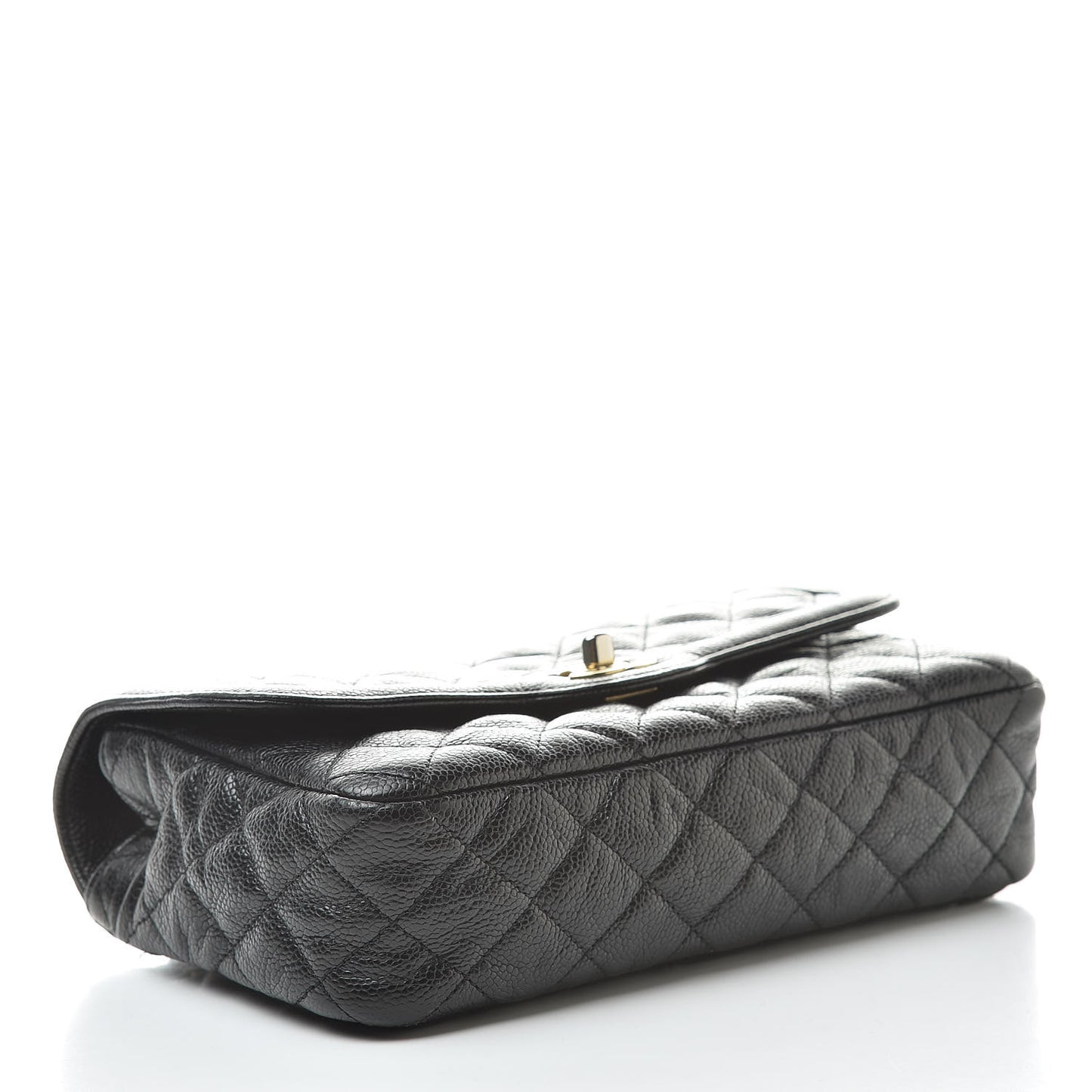 Crumpled Grained Calfskin Small Flap Black