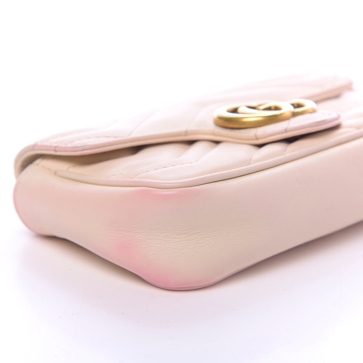 Calfskin Matelasse Super Mini GG Marmont Shoulder Bag White
