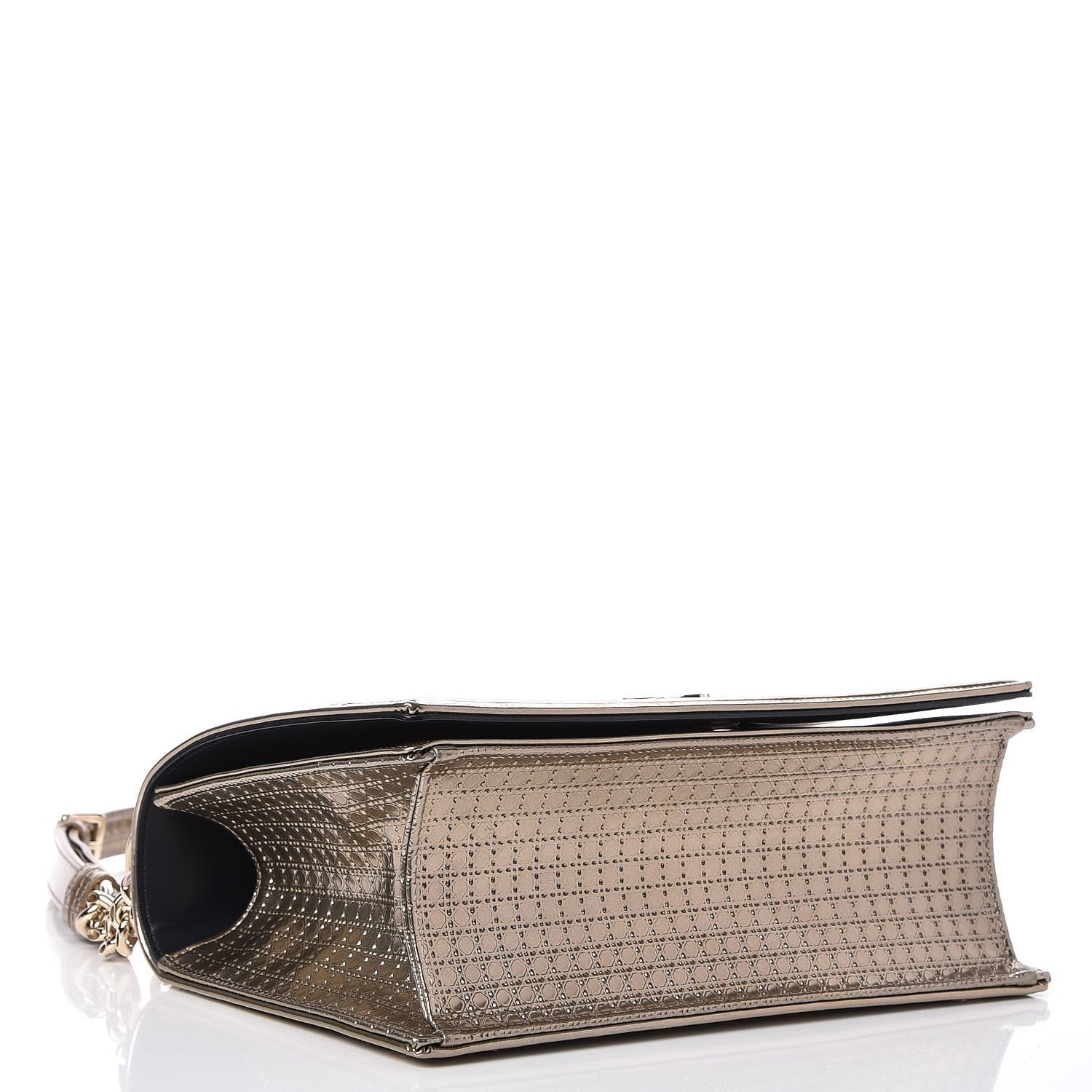 Christian Dior Metallic Patent Micro-Cannage Medium Diorama Flap Bag Gold 4 of 7