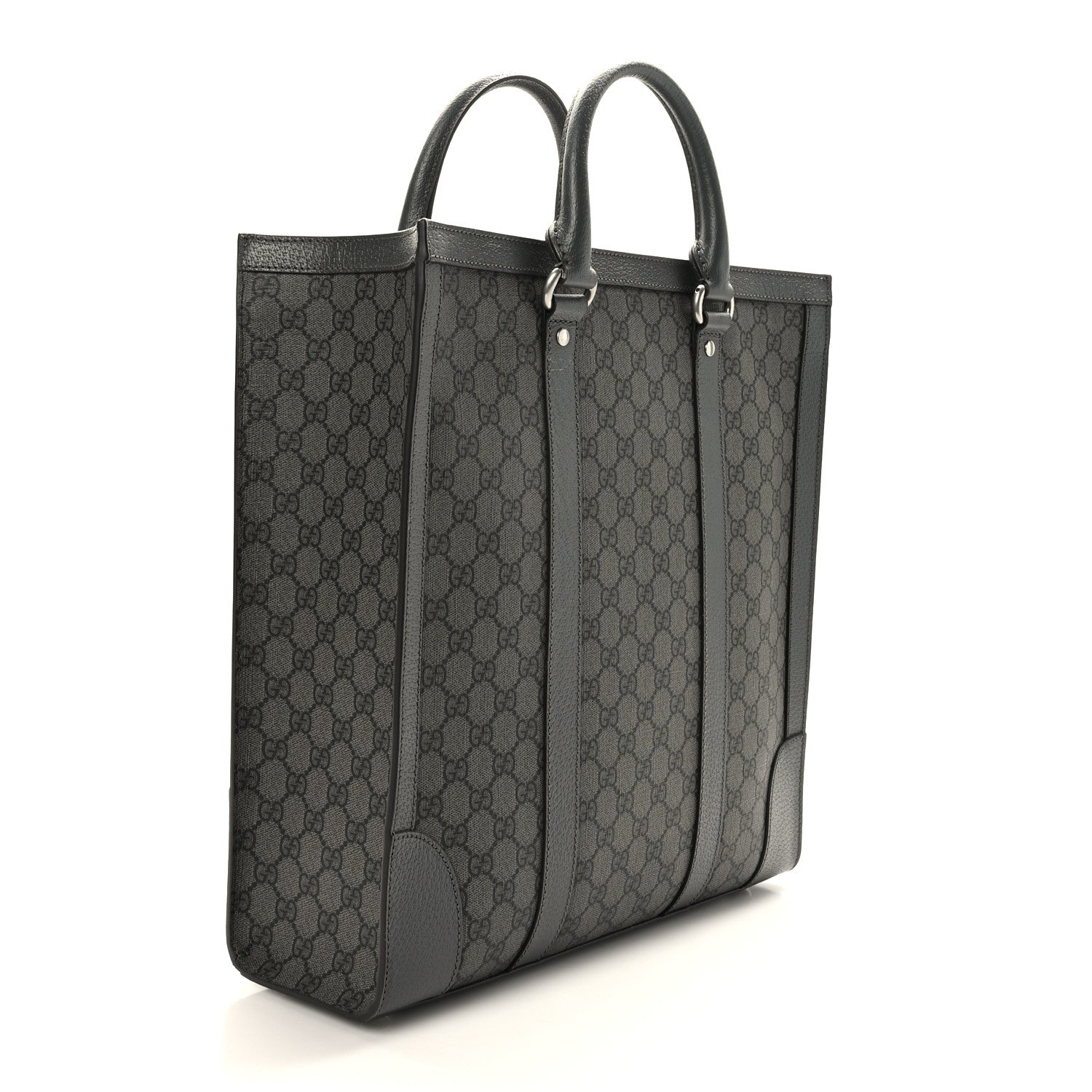 Gucci GG Supreme Monogram Textured Dollar Calfskin Medium Ophidia Tote Grey Black Graphite Grey 3 of 9