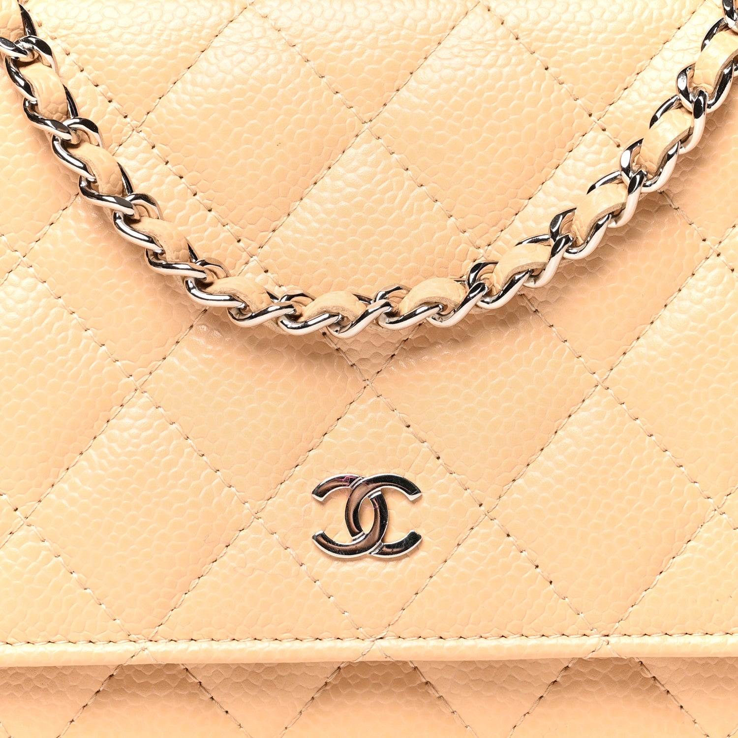 Chanel Caviar Quilted Wallet On Chain WOC Beige 9 of 13