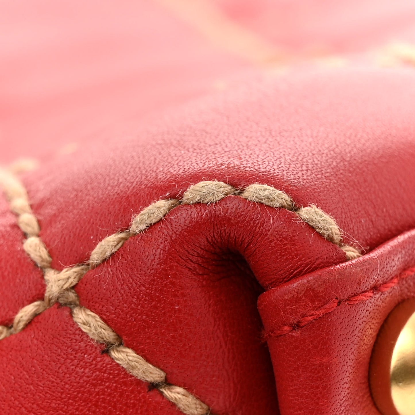 Calfskin Wild Stitch Tote Red