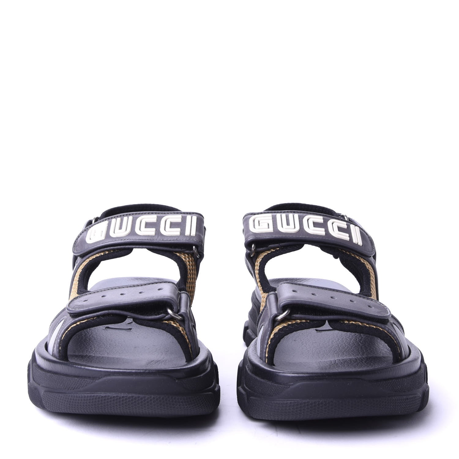 Gucci X SEGA Nappa Mesh Mens Aguru Sandals 8 Loess Black 2 of 9