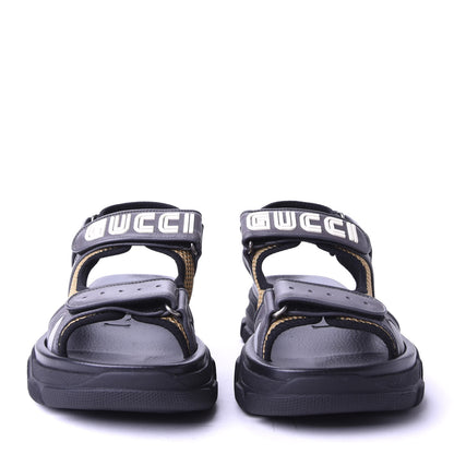 Gucci X SEGA Nappa Mesh Mens Aguru Sandals 8 Loess Black 2 of 9