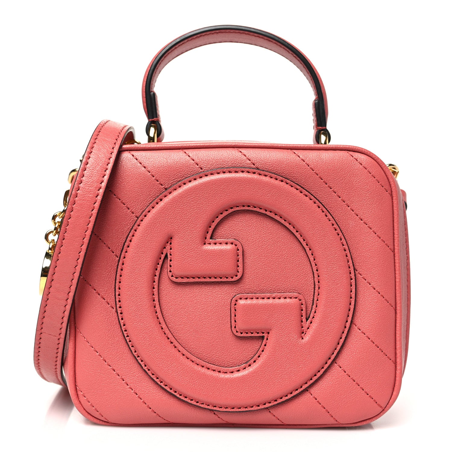 Gucci Sakai Be Green Calfskin Diagonal Stitched Blondie Top Handle Bag Pink 1 of 10