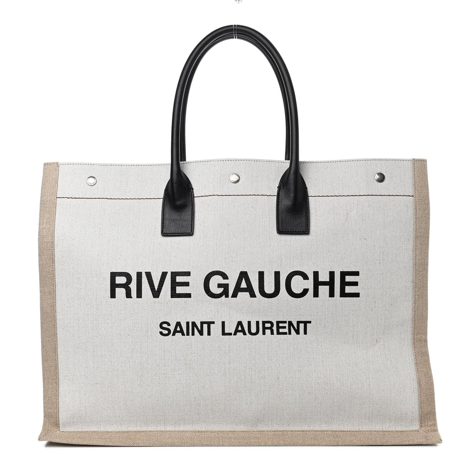 Saint Laurent Linen Calfskin Rive Gauche Tote Optic White 1 of 9