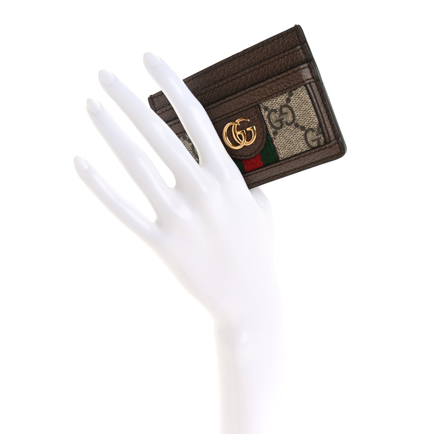 GG Supreme Monogram Ophidia Card Holder Brown